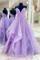 Bridesmaid Dresses Websites, Purple V Neck Sleeveless A Line Tulle Sequin Prom Dresses