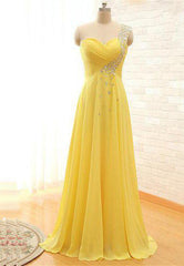 Silk Wedding Dress, Floor-Length/Long A-Line/Princess One Shoulder Beading Chiffon Prom Dresses