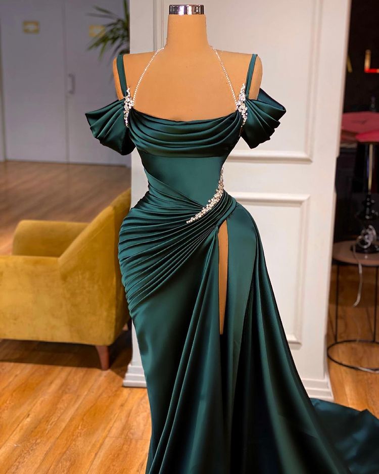 Bridesmaid Dress Trends, Stunning Off-the-Shoulder Mermaid Prom Dress Ruffles With High Split