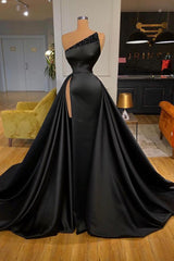 Bridesmaid Dress Color Palettes, Sexy Black Beadings Prom Dress Long With Split On Sale