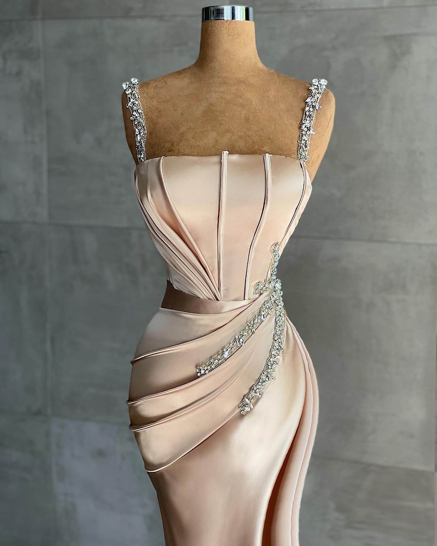 Bridesmaid Dress Styles, Straps Beadings Long Mermaid Prom Dress Split Evening Gowns