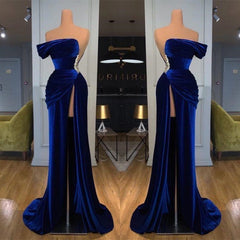 Bridesmaid Dresses Different Color, Off-the-Shoulder Mermaid Long Prom Dress With Split