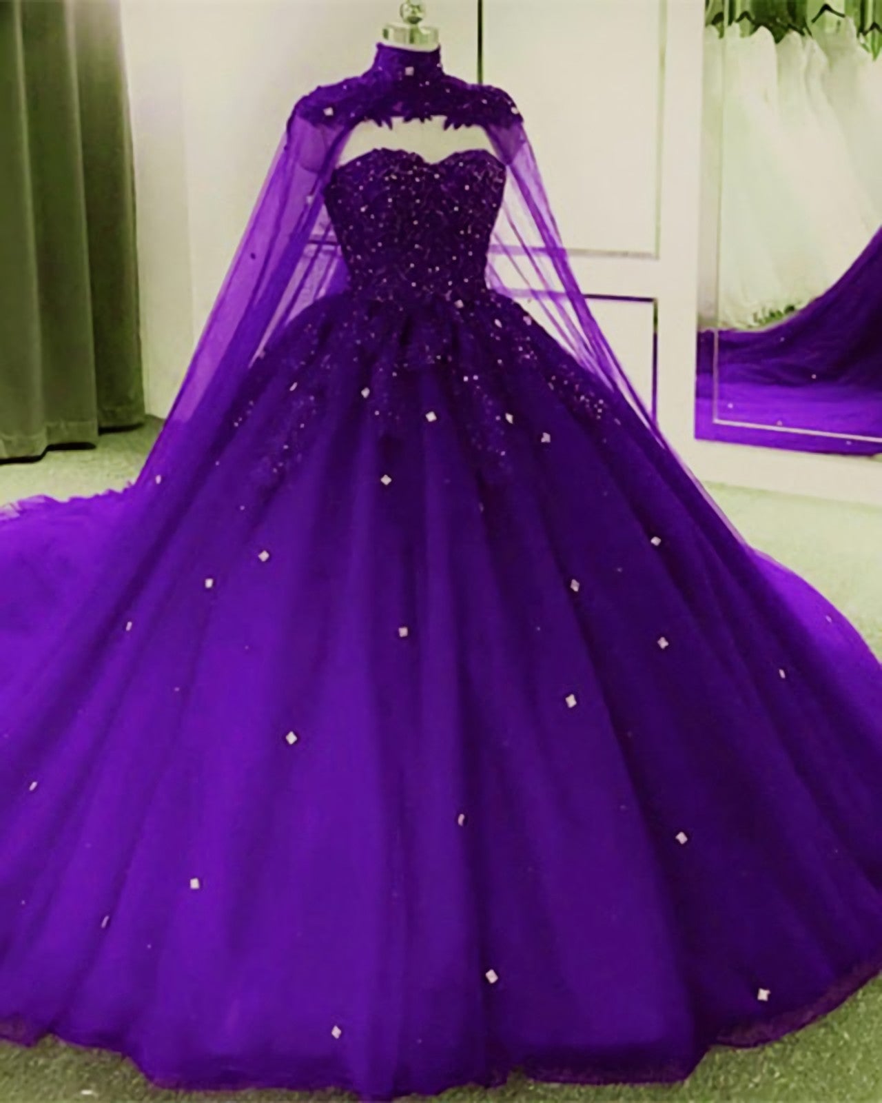 Prom Inspo, Tulle Ball Gown Quinceanera Dresses, With Cape