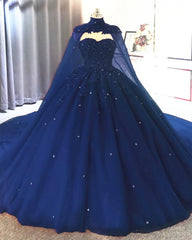 Cocktail Dress Prom, Tulle Ball Gown Quinceanera Dresses, With Cape