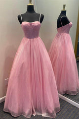 Formal Dress Shops, Shiny Tulle Open Back Pink Lilac Blue Long Prom Dress, Long Pink Lilac Blue Tulle Formal Graduation Evening Dress