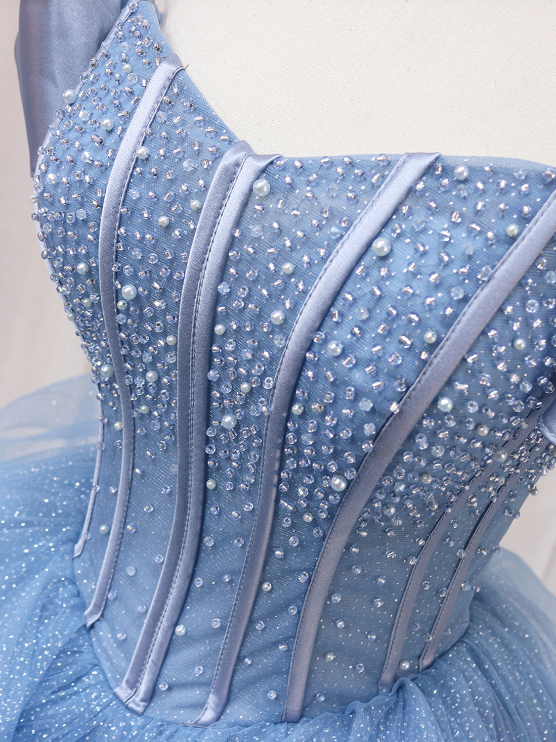 Beach Wedding Dress, A-Line Blue Tulle Long Prom Dress, Blue Sweet 16 Dress