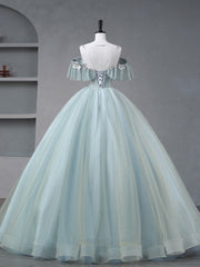 Prom Dresses Long Formal Evening Gown, A-Line Blue Tulle sequin Lace Long Prom Dress, Blue Lace Sweet 16 Dress