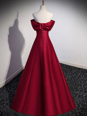 Bridesmaids Dresses Mismatched Fall, A-Line Burgundy Off Shoulder Long Prom Dress, Burgundy Evening Dress