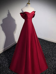 Bridesmaid Dresses Mismatched Fall, A-Line Burgundy Off Shoulder Long Prom Dress, Burgundy Evening Dress