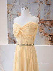 Vintage Prom Dress, A-Line Chiffon Long Prom Dresses, Sweetheart Neck Chiffon Formal Dress