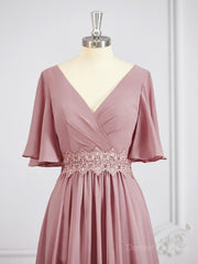 Formal Dresses For Teens, A-Line/Princess V-neck Chiffon Floor-Length Mother of the Bride Dresses