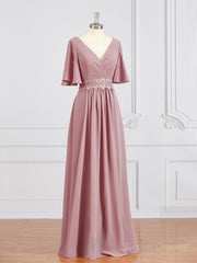 Formal Dresses For Weddings, A-Line/Princess V-neck Chiffon Floor-Length Mother of the Bride Dresses