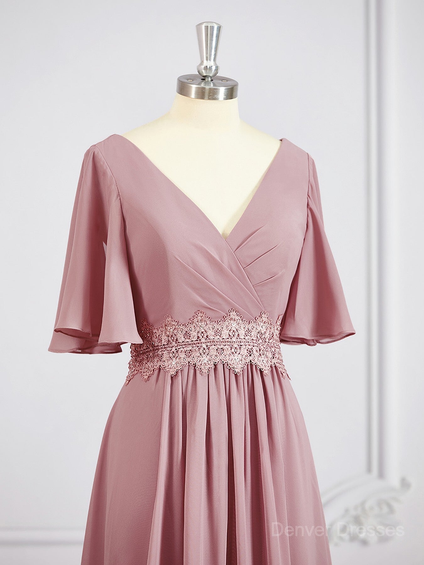 Formal Dress Outfits, A-Line/Princess V-neck Chiffon Floor-Length Mother of the Bride Dresses