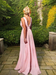 Prom Dress Long Mermaid, A-Line/Princess V-neck Floor-Length Chiffon Mother of the Bride Dresses With Ruffles