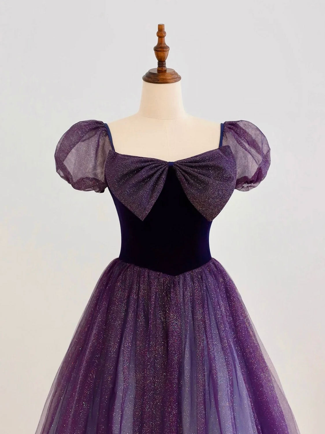 Bridesmaids Dresses Lavender, A-Line Purple Long Prom Dress, Purple Tulle Evening Dress