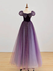 Bridesmaid Dressese Lavender, A-Line Purple Long Prom Dress, Purple Tulle Evening Dress