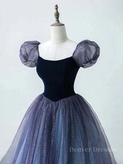 Bridesmaid Dress Neutral, A-Line Purple Tulle Long Prom Dress, Purple Sweet 16 Dress