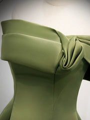 Bridesmaid Dresses Near Me, A-Line Satin Green Long Prom Dress, Green Formal Dress