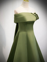 Bridesmaids Dresses Near Me, A-Line Satin Green Long Prom Dress, Green Formal Dress