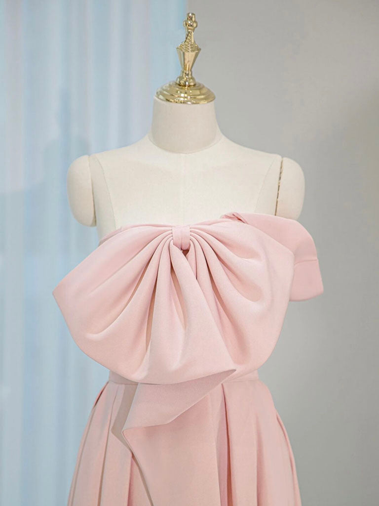 Prom Dresses For Skinny Body, A-Line Satin Pink Long Prom Dress, Pink Long Formal Dress