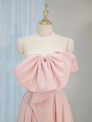 Prom Dresses For Skinny Body, A-Line Satin Pink Long Prom Dress, Pink Long Formal Dress