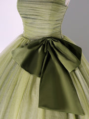 Party Dress Renswoude, A Line Tulle Green Long Prom Dress, Green Tulle Evening Party Dresses