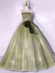 Party Dresses Weddings, A Line Tulle Green Long Prom Dress, Green Tulle Evening Party Dresses