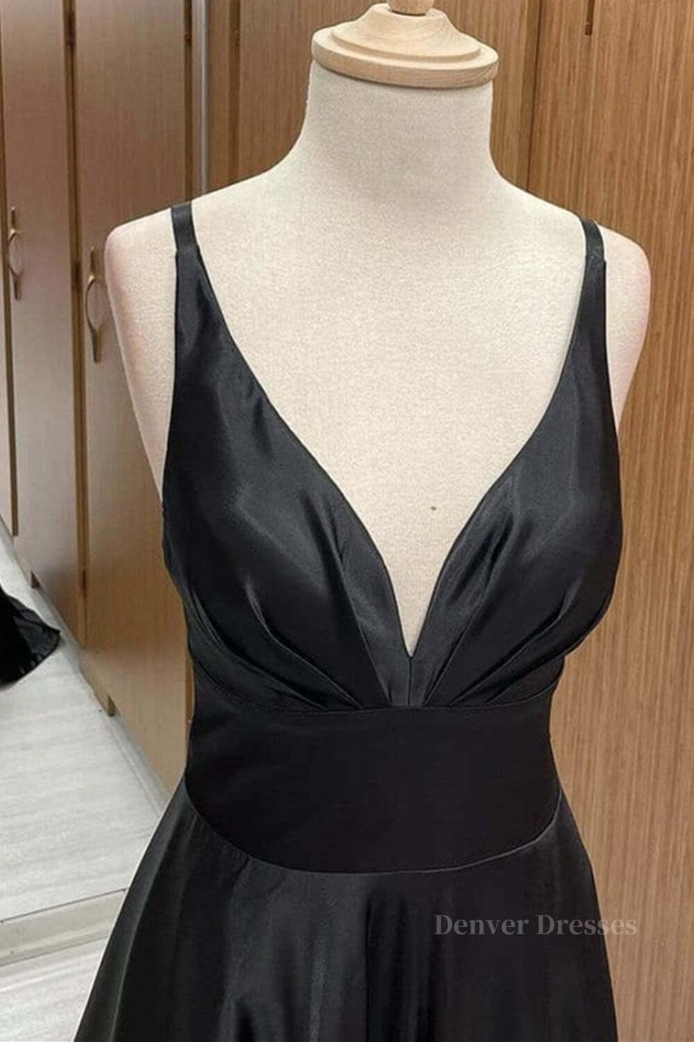 Party Dress Designer, A Line V Neck Backless Black Long Prom Dresses, V Neck Black Formal Dresses, Backless Black Evening Dresses