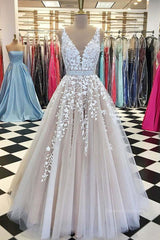 Burgundy Prom Dress, A Line V Neck Champagne Lace Prom Dresses, Champagne Lace Formal Evening Dresses