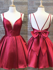 Party Dress Shop Near Me, A Line V Neck Short Burgundy Prom Dresses, Short Burgundy Formal Homecoming Graduation Dresses