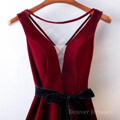 Bridesmaids Dresses Sale, A Line V Neck Short Burgundy Prom Dresses, Wine Red Short Formal Graduation Homecoming Dresses