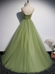 Prom Dresses Prom Dressprom Dress Prom Dresses, Aline Tulle Green Long Prom Dresses, Green Formal Graduation Dress with Beading