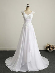 Wedding Dress 2026, Appliques V-Neck Lace-Up Chiffon Wedding Dresses