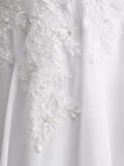Wedsing Dress Simple, Appliques V-Neck Lace-Up Chiffon Wedding Dresses