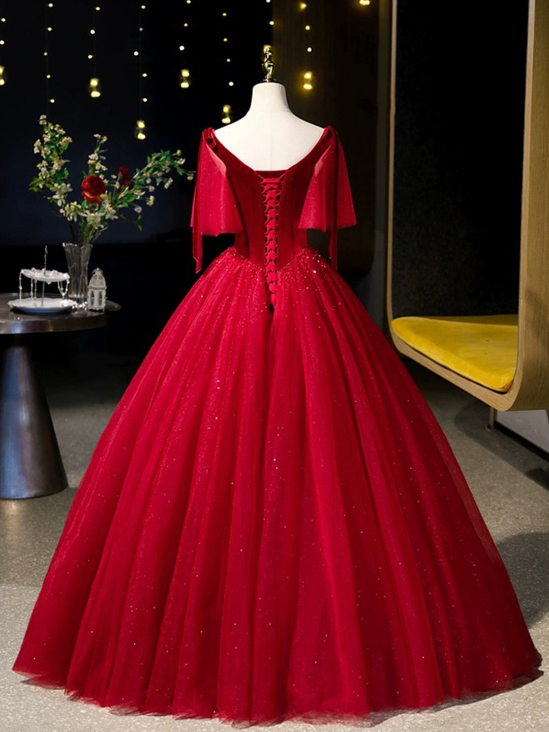 Homecoming Dressed Short, Burgundy Velvet Tulle Floor Length Formal Dress, Burgundy A-Line Evening Party Dress