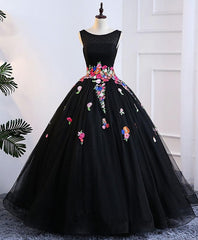 Evening Dress Shopping, Black Tulle Long Prom Gown Black Evening Dress