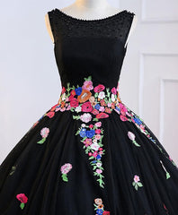 Evening Dress Shops, Black Tulle Long Prom Gown Black Evening Dress