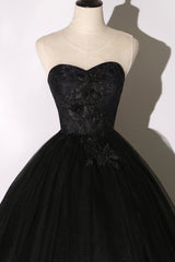 Bridesmaids Dresses Color Palettes, Black Tulle Lace Long Prom Dress, Black Scoop Neckline Evening Party Dress