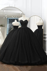 Evening Dresses Fitted, Black Tulle Long Ball Gown Prom Dresses,Vintage Long Evening Dress