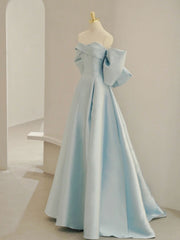 Bridesmaid Dresses Mismatch, Blue A-Line Satin Long Prom Dresses, Blue Satin Evening Dresses