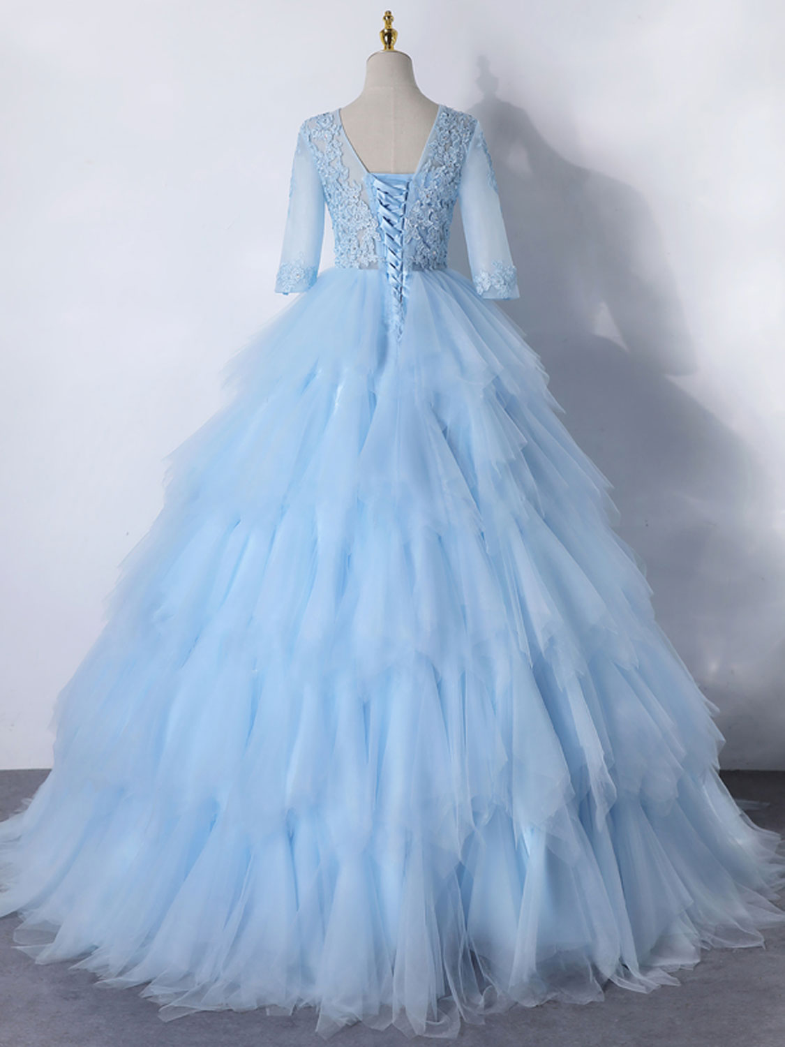 Bridesmaid Dresses Photos Gallery, Blue A-Line Tulle Lace Long Prom Dress, Blue Lace Formal Evening Dresses