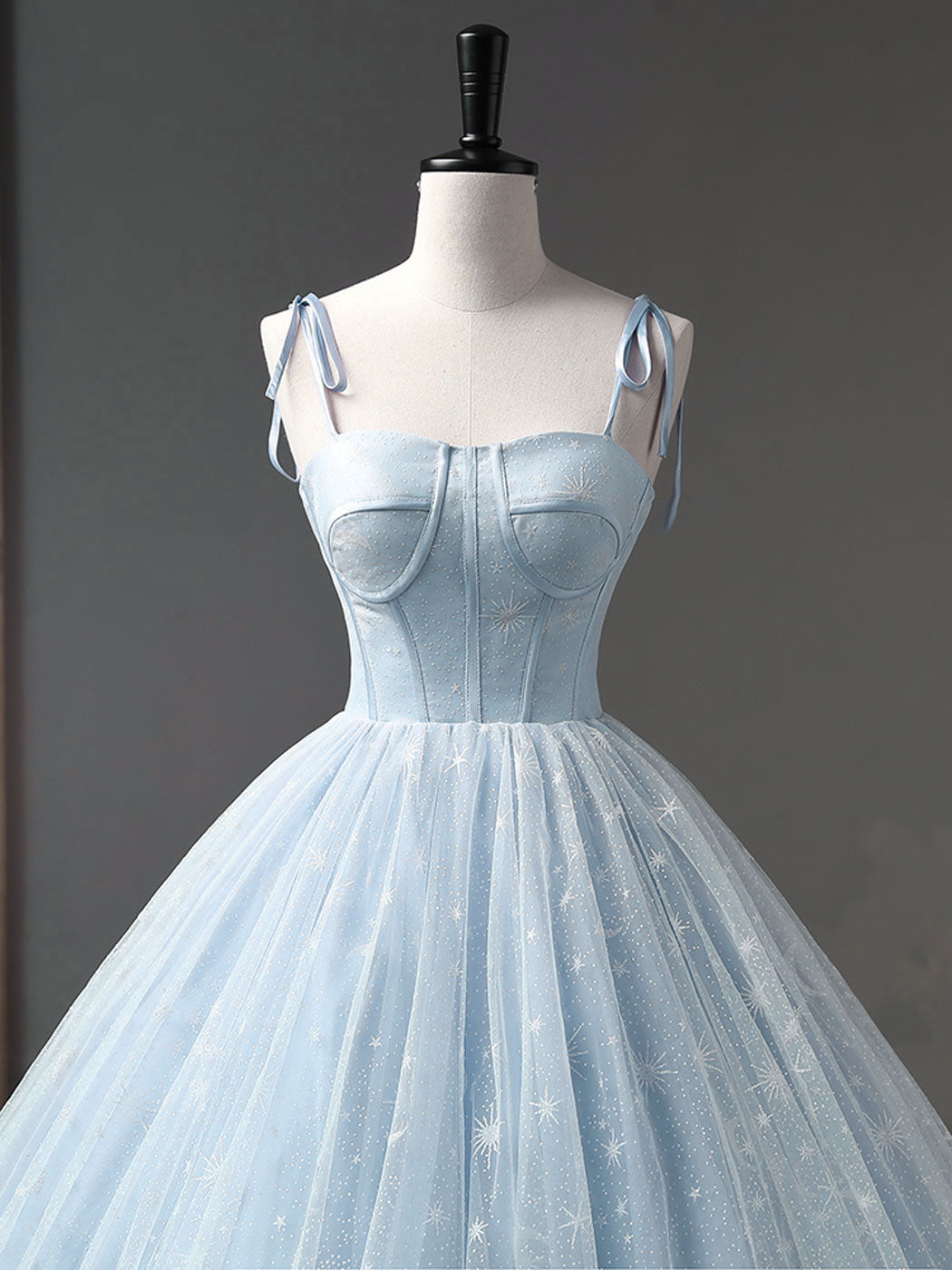 Engagement Photo, Blue A-Line Tulle Long Prom Dress, Blue Formal Sweet 16 Dress