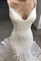 Wedding Dress Petite, Amazing Appliques Tulle Mermaid Wedding Dress