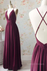 Cute Dress, Burgundy chiffon long prom dress, burgundy evening dress