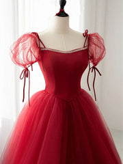 Dance Dress, Burgundy Long Prom Dresses, Burgundy Formal Graduation Dresses