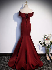 Party Dress Dress Code, Burgundy Mermaid Long Prom Dress, Burgundy Formal Evening Dresses