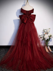 Party Dress Long, Burgundy Mermaid Long Prom Dress, Burgundy Formal Evening Dresses