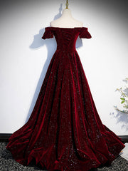 Prom Dresses 2023, Burgundy Velvet Long Prom Dress, Burgundy Long Formal Dress