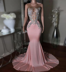 Bow Dress, Pink Long Prom Dress, Mermaid Evening Dress