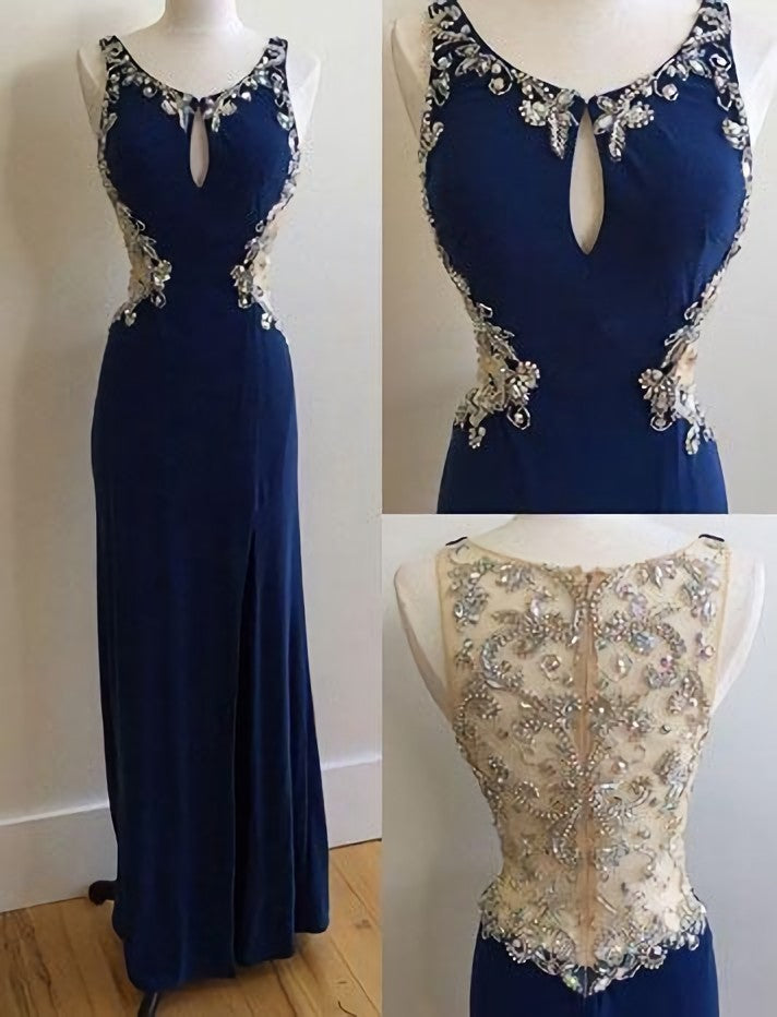 Party Dresses Stores, Charming Prom Dress, Chiffon Prom Dress, Beading Prom Dress, O Neck Evening Dress